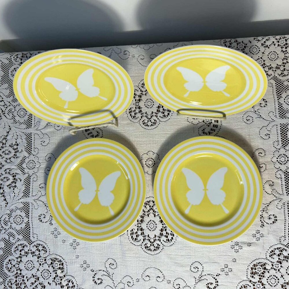 Fitz & Floyd yellow butterfly salad plates - set of 4 - Picture 7 of 10